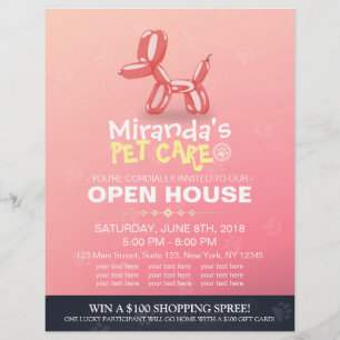 Flyer Balão bonito do cão da casa aberta da loja da