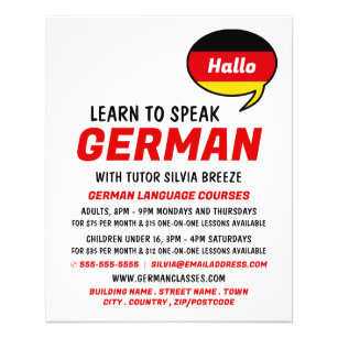 Flyer Balão de Discurso, Curso de Língua Alemã