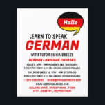 Flyer Balão de Discurso, Curso de Língua Alemã<br><div class="desc">Balão De Voz,  Folhetos De Publicidade De Idioma Alemão Na Loja De Cartão de visita.</div>