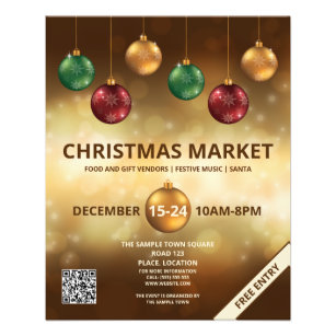 Flyer Balas de Natal Coloridas - Mercado de Natal