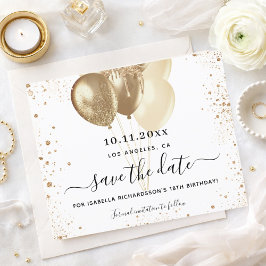 Flyer Balões de ouro branco de aniversário salvam a data