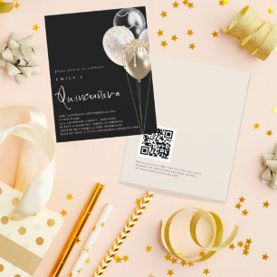 Flyer Balões de Papel Dourado Código QR 30º Convite Pret