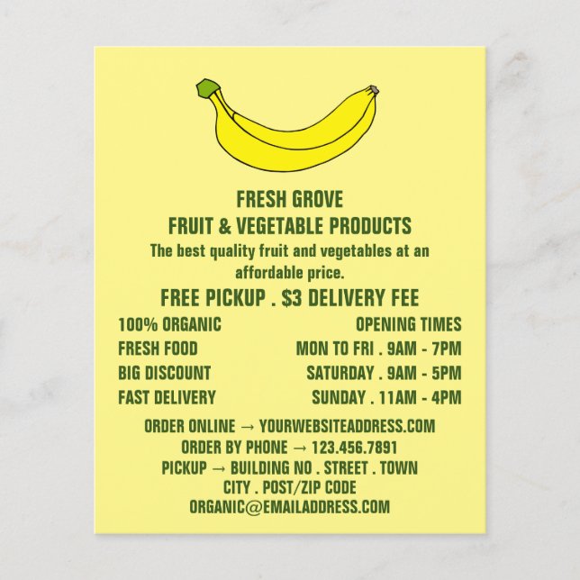 Flyer Banana, Greengrocers Publicidade (Frente)