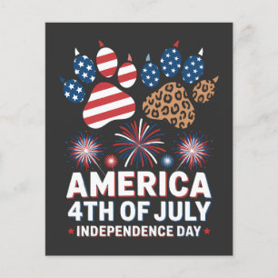 Flyer Bandeira Americana Corações de Leopardo Fofo 4 de
