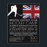 Flyer Bandeira Britânica, Jogador de Hóquei, Publicidade<br><div class="desc">Bandeira Britânica,  Jogador De Hóquei,  Folhetos De Publicidade De Camp Na Loja De Cartão de visita.</div>