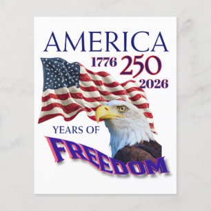 Flyer Bandeira da América 250 Anos de Liberdade com Águi