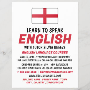 Flyer Bandeira da Inglaterra, propaganda do curso de lín