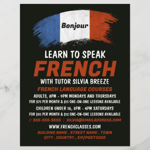 Flyer Bandeira Design francês, curso em francês