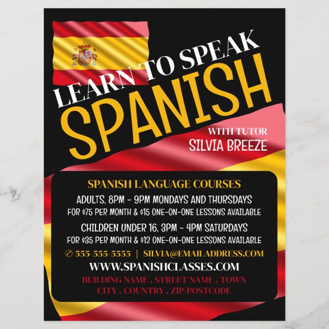 Flyer Bandeira Espanhola, Anúncio do curso em língua esp (Frente)