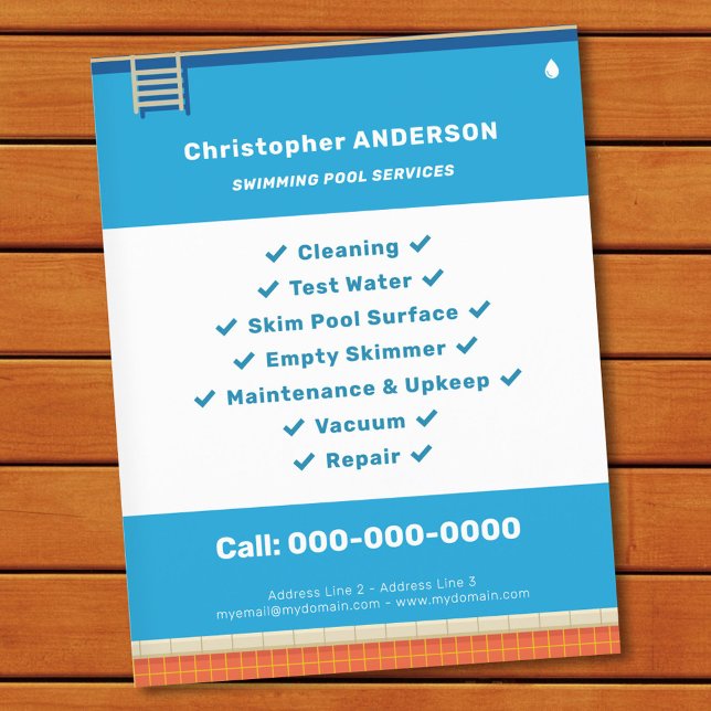 Flyer Bandeja de Serviços de Piscina Nadada (Swimming Pool Services Flyer)