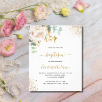 Baptism eucalyptus white floret convite orçamental