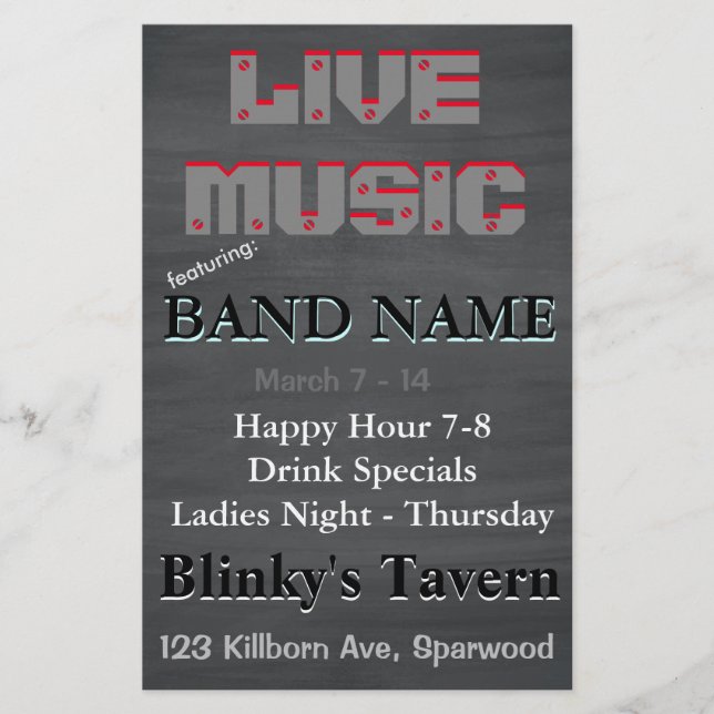 Flyer Bar Russo Chalkboard Tavern Live Music 2 (Frente)