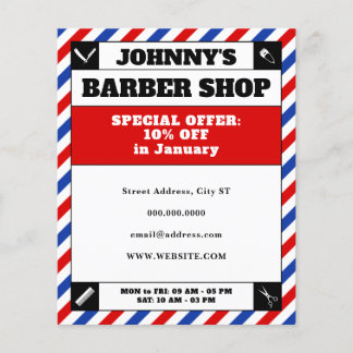 Flyer Barber listra vermelho e azul armação