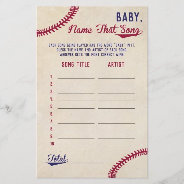 Flyer Baseball adivinha o jogo do Chá de fraldas da canç (Frente)