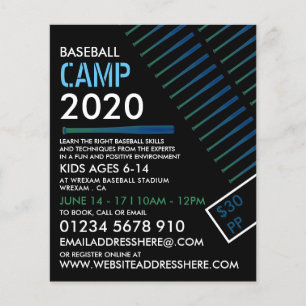 Flyer Bat de Baseball Solarizado, Anúncio de Camp de Bas