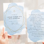 Flyer Bat Mitzvah Dourado Geo Frame Blue Paper<br><div class="desc">O peso deste artigo é perfeito para o seu programa. É muito mais pesado do que o papel de cópia e é perfeito para seus programas descartáveis. Use a modelo para preencher suas informações. O recurso "Personalizar mais" pode ser usado para alterar a fonte (tamanho, estilo, cor) e adicionar mais...</div>