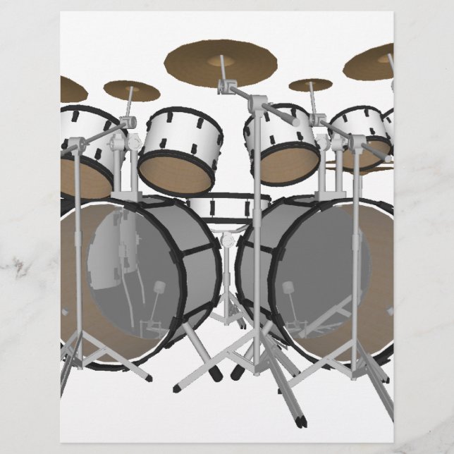 Flyer Bateria: Kit de Bateria Branco: Modelo 3D: (Frente)