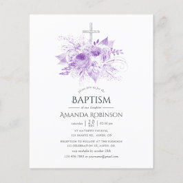 Flyer Batismo Floral Lilac e Silver ou Christening
