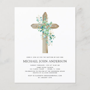 Flyer Batismo orçamental Verde Sage Eucalyptus