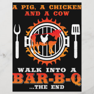 Flyer BBQ Um Porco E Uma Galinha Entram Em Um Bar BBQ