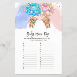 Flyer Bear Balloons Nome Bebê Race Voo ABC