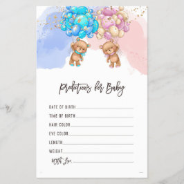 Flyer Bear Balões Previsão de Bebês Sexo Jogo de Revenda