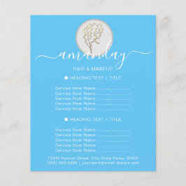 Flyer Beauon Salon Hairdresser Logotipo Dourado Azul