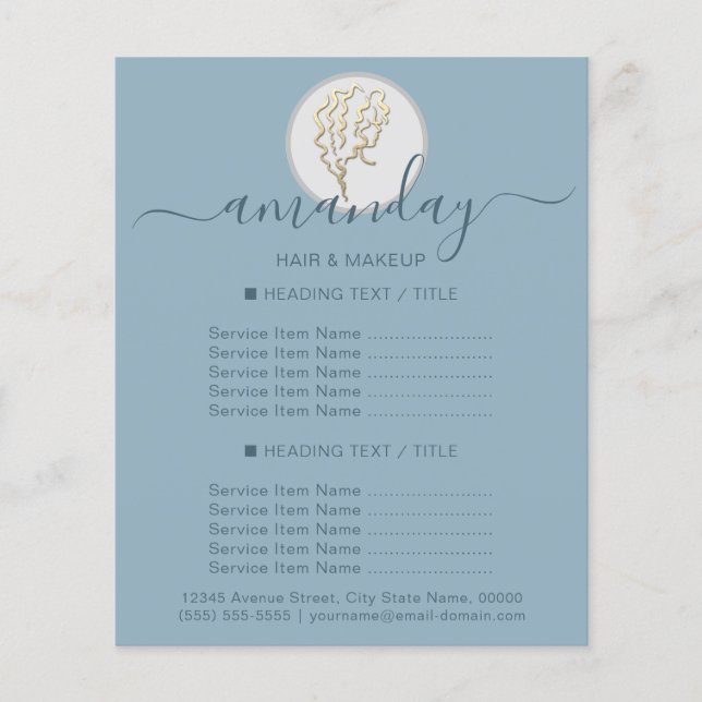 Flyer Beauon Salon Hairdresser Logotipo Dourado Enfumaça (Frente)