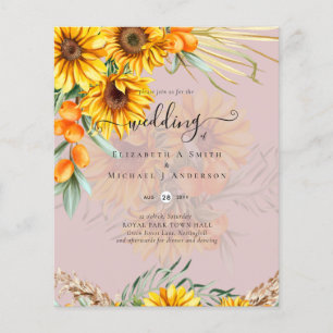 Flyer Beautiful Rustic Sunflowers Pampas Grass Wedding F