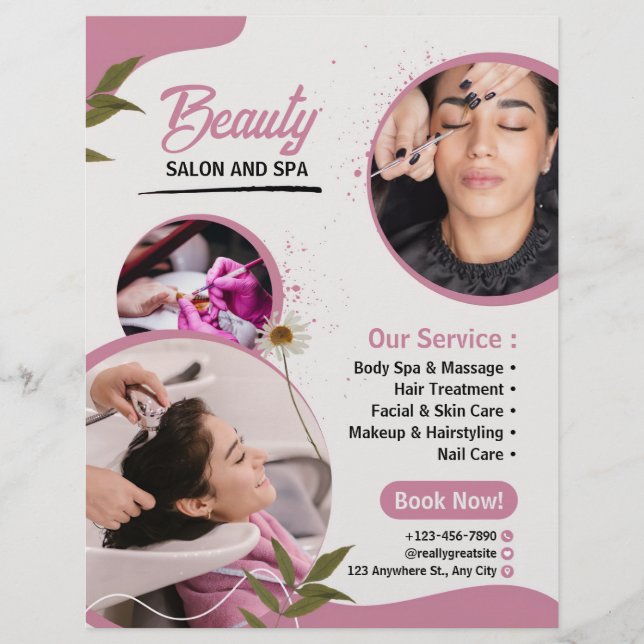 Flyer Beauty Salon e Spa Professional Promocional (Frente)