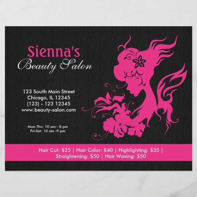 Flyer Beauty Salon (Rosa Profundo) (Frente)