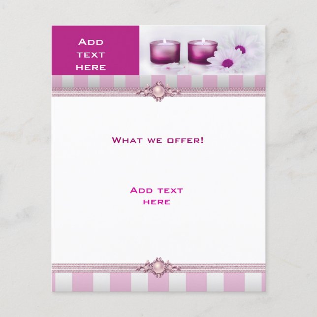 Flyer Beauty Salon Spa Pink White StripeTemplate (Frente)