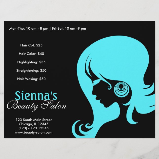 Flyer Beauty Salon (Turquesa) (Frente)