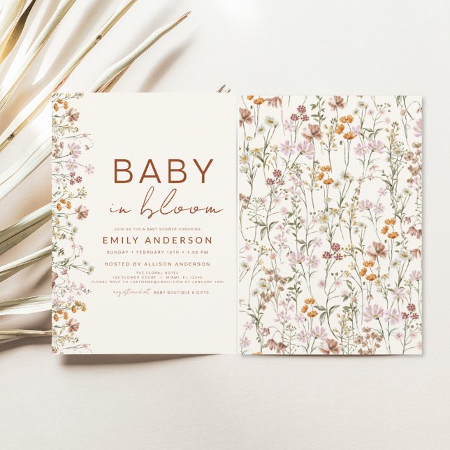 Flyer Bebê de flor selvagem no Bloom Chá de fraldas Terr (Criador carregado)