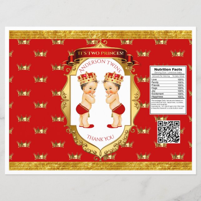 Flyer Bebê gêmeos Dourados vermelhos (Frente)