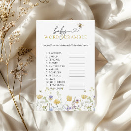 Flyer Bebê Palavra Scramble Bebê Chá de fraldas de flor