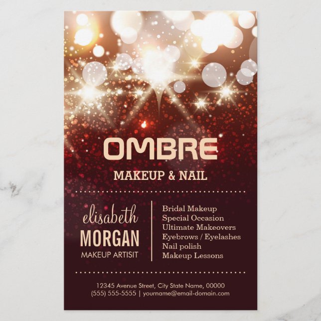 Flyer Beleza de Glamor - Glitter Dourado Na moda (Frente)