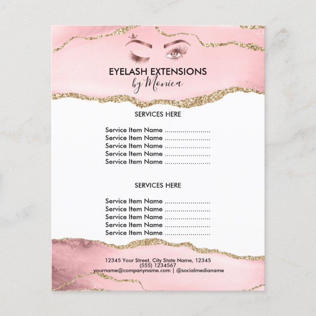 Flyer Beleza de Maquiagem Lashes Salon Blush Pink Girly  (Frente)