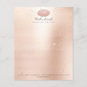 Flyer Beleza Lábios Beija Makeup Artista Confetti Rosa B