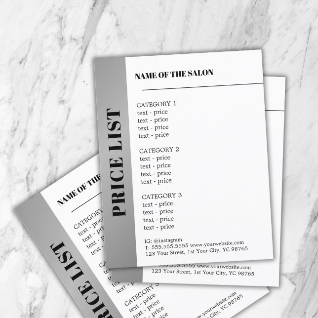 Flyer Beleza Ousada com Listras de Prata Falsa Branca Mo (Criador carregado)