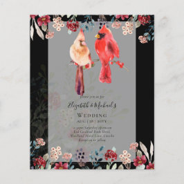 Flyer Belo Convite de Casamento de Pássaros CARDINAL VER