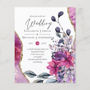 Flyer Belo ORÇAMENTO Violet Pink Floral Agate Casamento