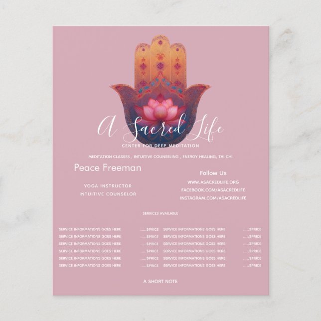 Flyer Bênção do Lótus | Mão Hamsa (Frente)