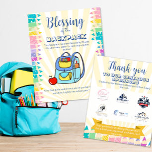 Flyer Bênção dos patrocinadores de suprimentos escolares