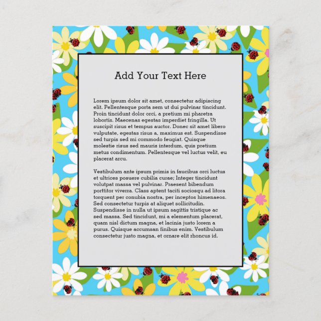 Flyer Besouro Vermelho Ladybug Flores Brancas Amarelas (Frente)