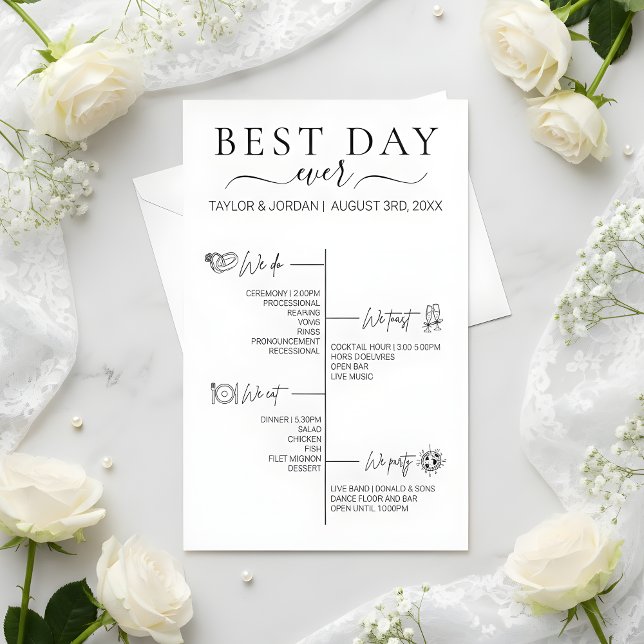 Flyer Best Day Ever | Minimalist Wedding Itinerary  (Criador carregado)