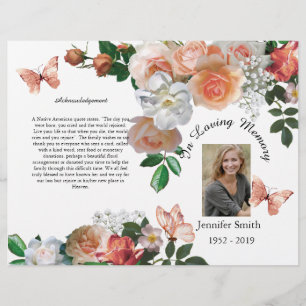 Flyer Bi-Fold Yellow Orchids Butterfly Funeral Program F