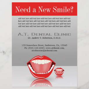 Flyer Big Mouth Large Dentist Dentistry Dental Gray Red