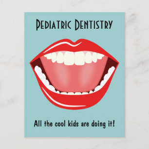 Flyer Big Mouth Small Dentist Dentistry Dental Blue