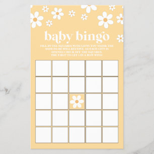 Flyer Bingo Chá de fraldas da margarida amarela